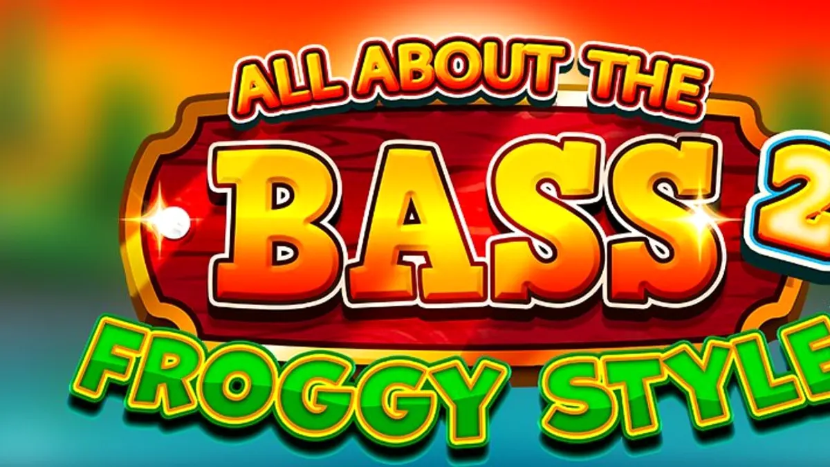 Tampilan visual slot All About the Bass 2: Froggy Style dengan latar belakang rawa dan karakter kartun